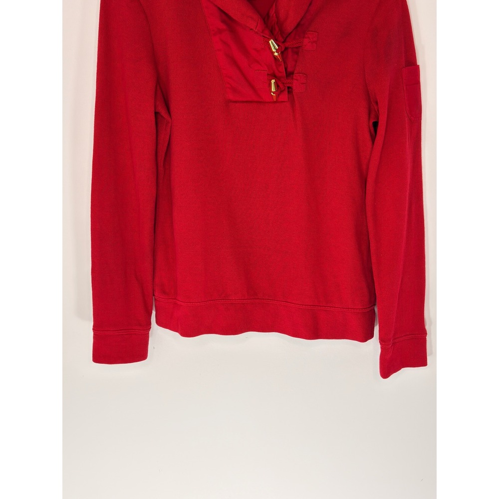 Ralph Lauren Toggle Shawl Collar Pullover Sweater Women's Red Cable Knit Small - Picture 4 of 13